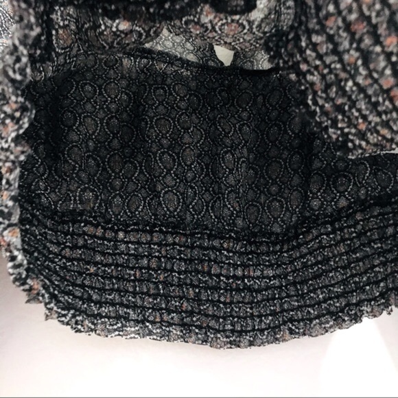 New! ZARA Metallic Thread Ruffles Smock Cropped Printed Blouse Top - Picture 12 of 16